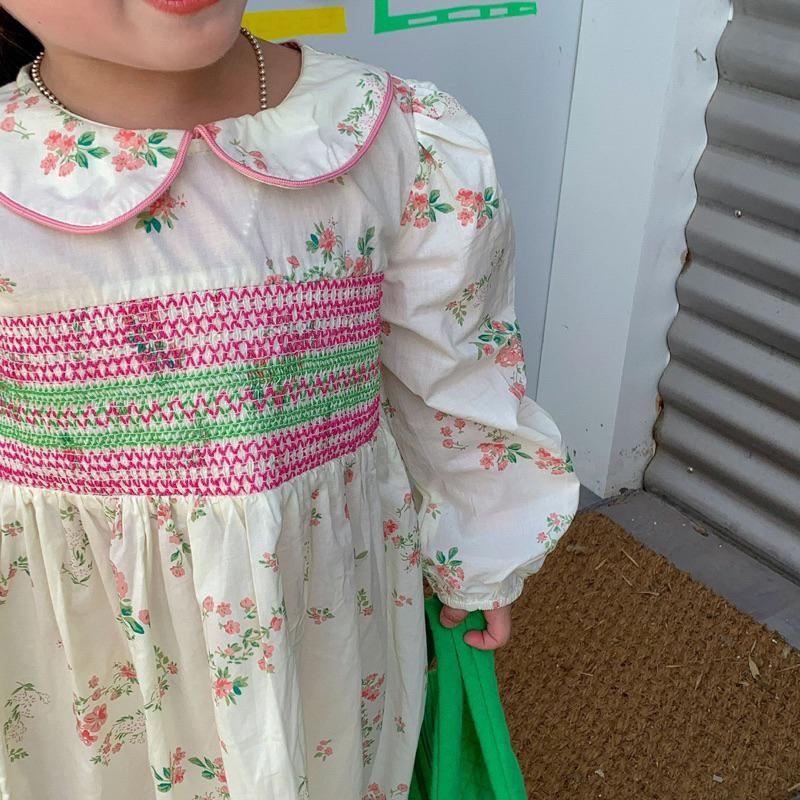 Floral smock dress anak perempuan