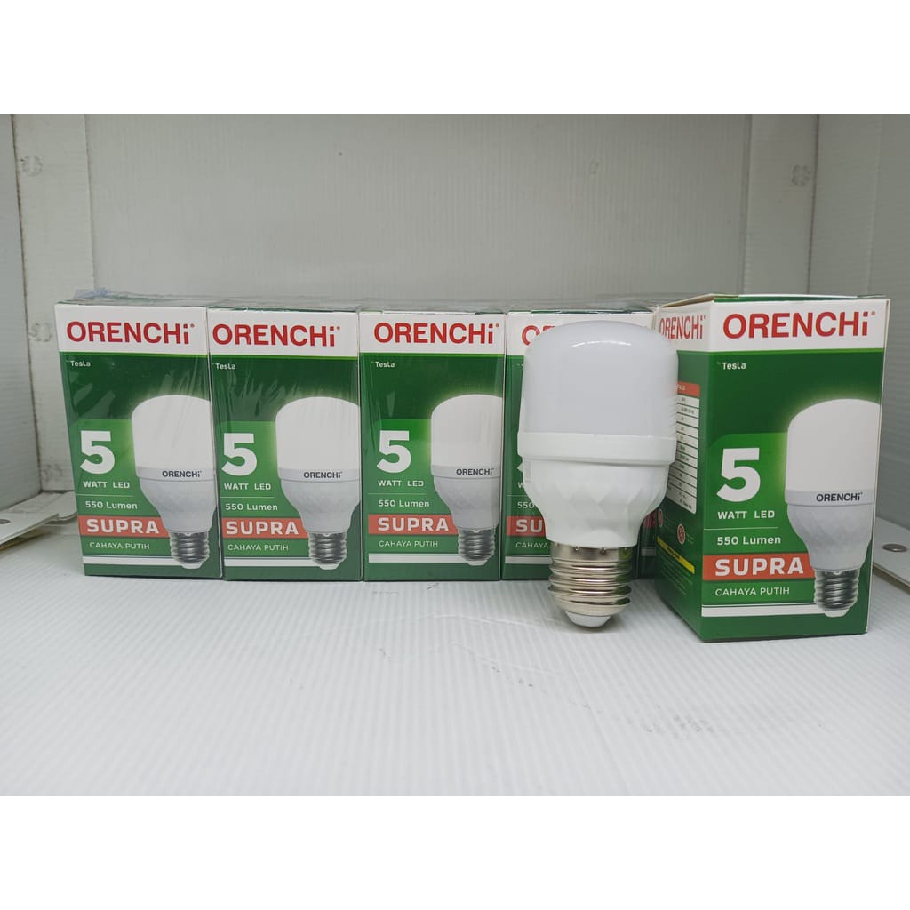 Lampu LED Orenchi Supra 5W 10W 15W 20W 30W 45W 60W Bohlam LED Cahaya Putih by Tesla