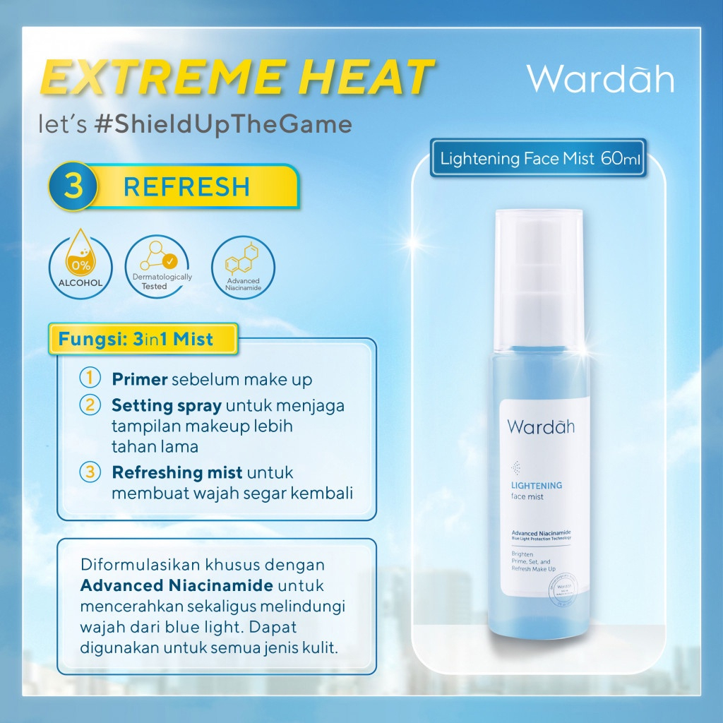 Wardah Lightening Face Mist - Spray untuk primer, setting spray dan refresh 60 ml