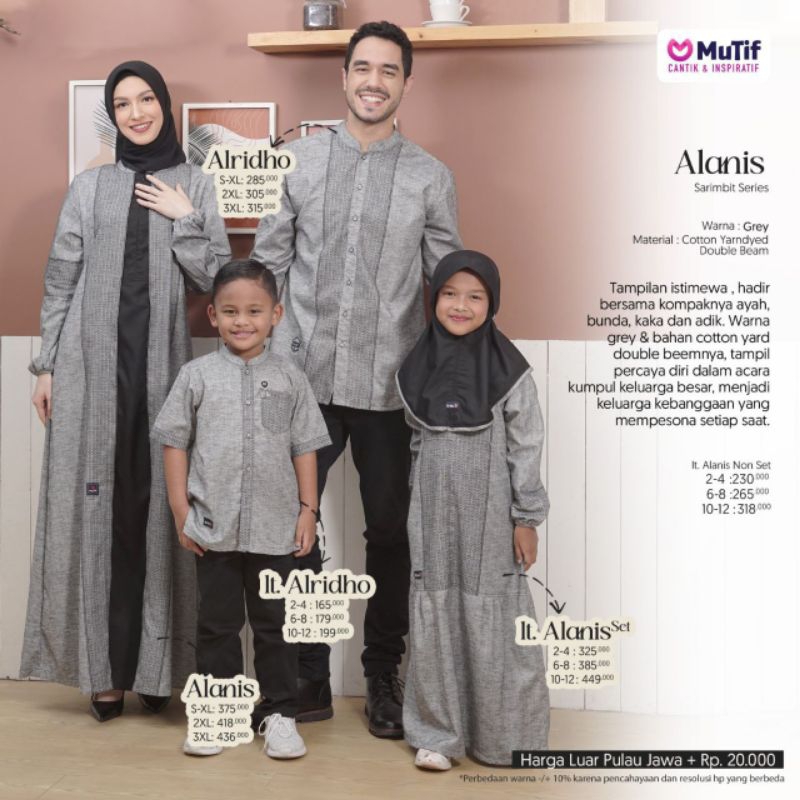 [COD] PROMO MUTIF ALANIS - MUTIFMAN ALRIDHO || ORIGINAL || Sarimbit Keluarga Mutif Alanis Grey