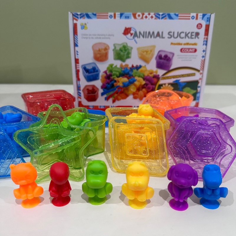 suction animal toys classification sorting color shape mainan edukasi anak