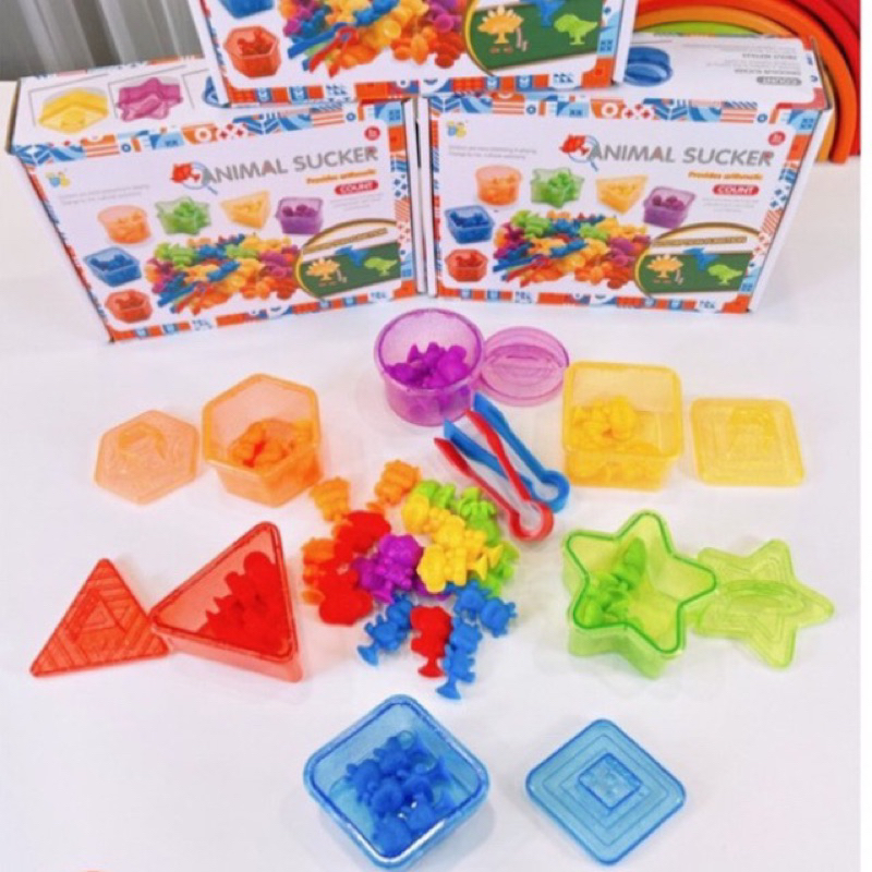 suction animal toys classification sorting color shape mainan edukasi anak