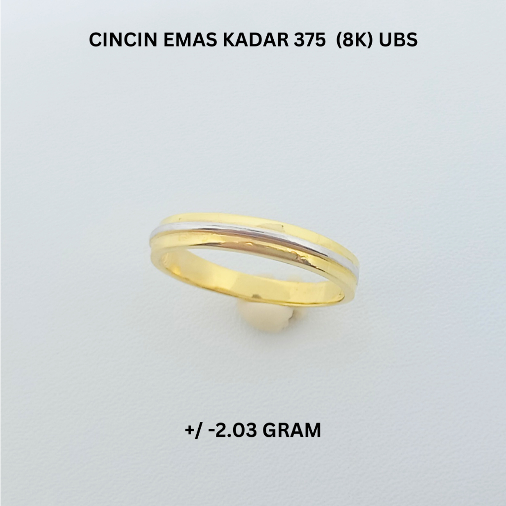 Cincin Emas UBS Kadar 375 (8K) Estimasi Berat 2.03 Gram