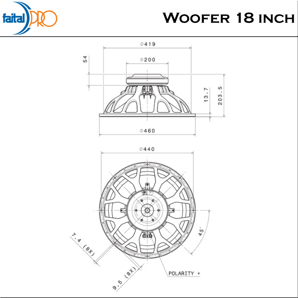 Faital Woofer Speaker Komponen 18 inch 18HP1010 8 ohm