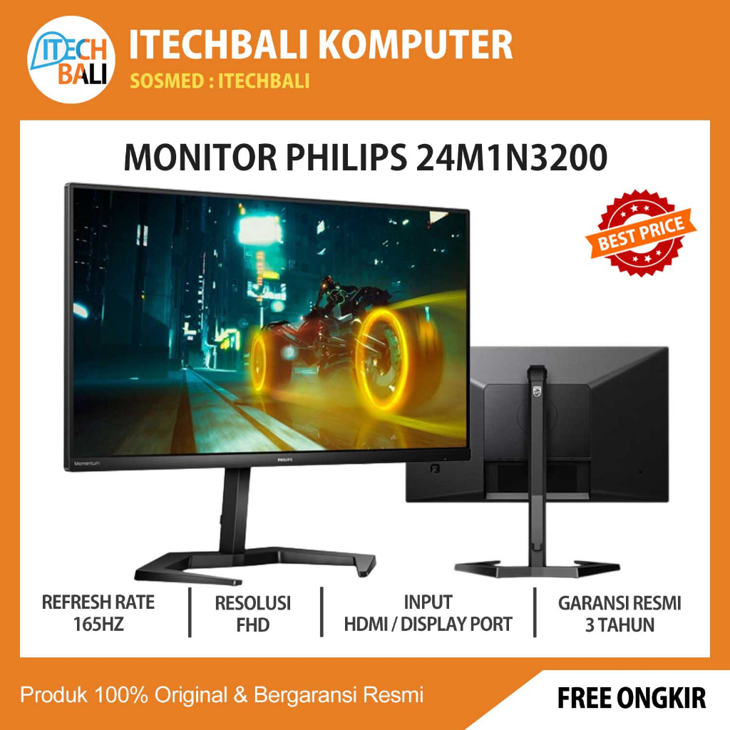 Monitor PHILIPS 24&quot; 24M1N3200Z/70 FHD IPS 165HZ 1ms AMD FreeSync | ITECHBALI