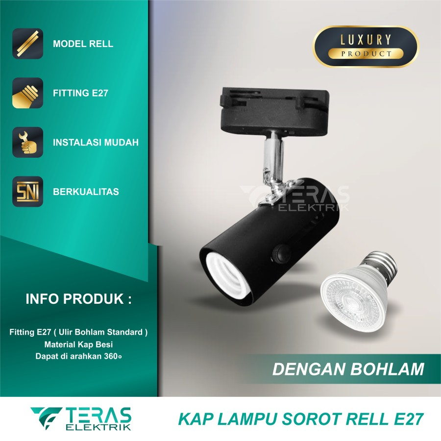 Kap Lampu Sorot Track Rell Fitting E27