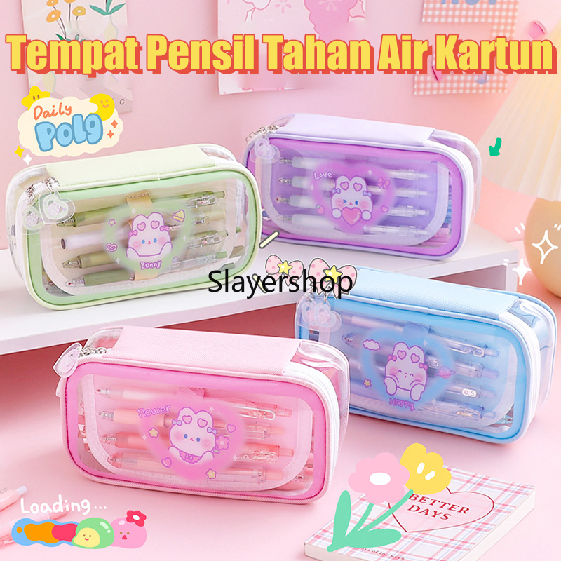 

Tempat Pensil Transparan Anti Air Motif Kartun Kapasitas Besar Dengan Resleting