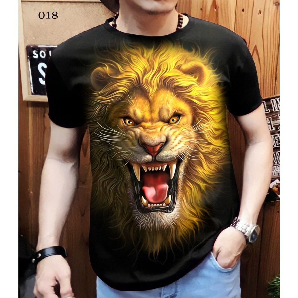 Kaos distro pria gambar Singa gold / Kaos Macan Full print