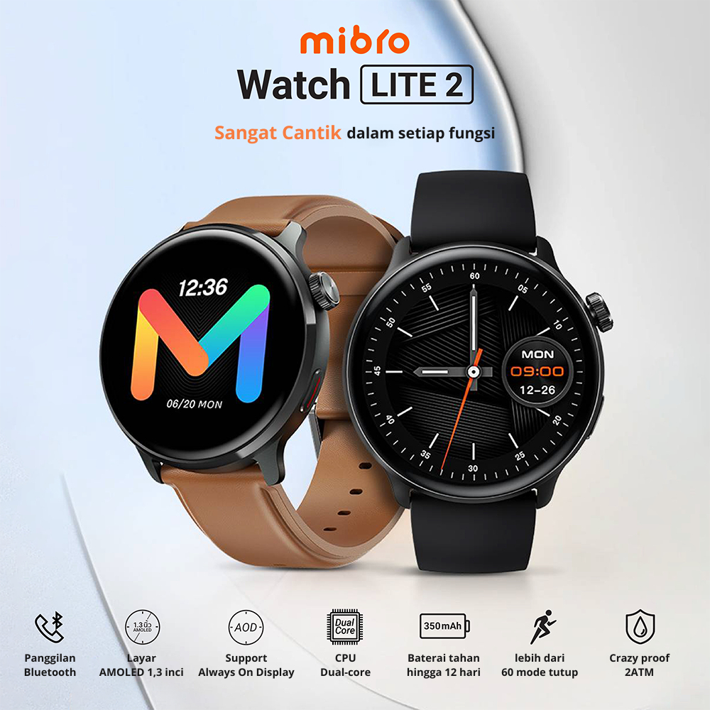 Xiaomi Mibro Lite2 AMOLED Jam Tangan Pintar Pria Smartwatch sport bluetooth call 30days standby spo2 jam tangan