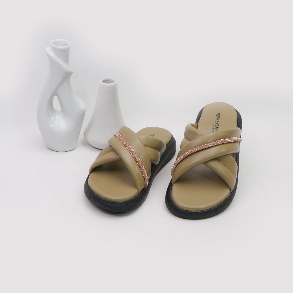 Adarastore - Dunkenstock MONIC Sandal Slop Wanita Model Tali Silang Sendal Casual Cewek