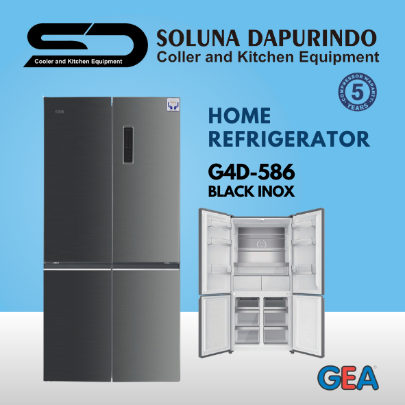 GEA Home Refrigerator Pendingin G4D-586 BLACK INOX / G4D586 / G4D 586