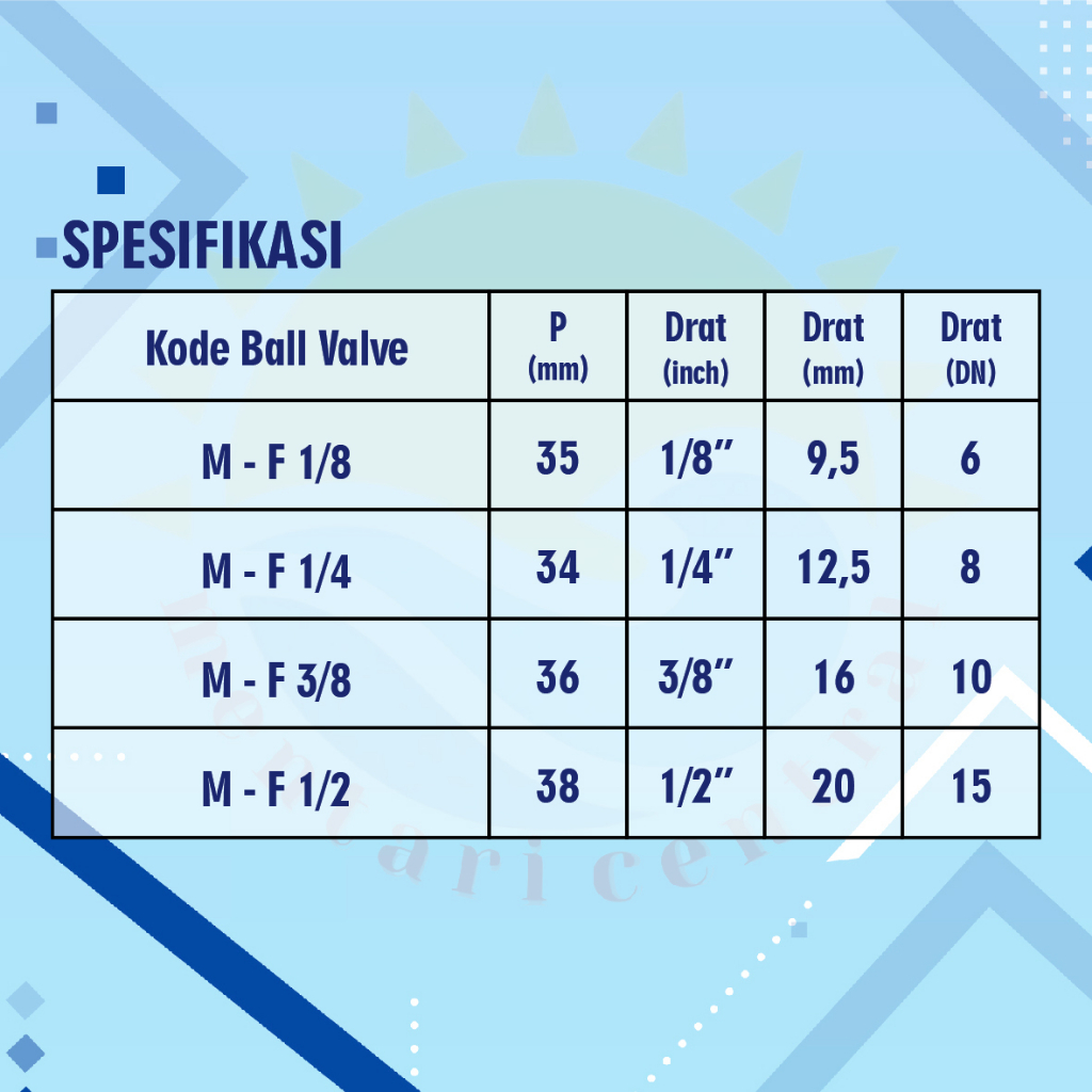 BALL VALVE / STOP KRAN / KERAN KUNINGAN male to female  M-F 1/4 1/2 3/8 1/8