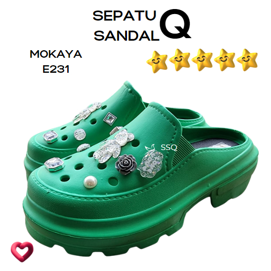Sandal Selop Wedges Wanita Mokaya E231 -27 Fuji Bear Permata Blink Import Lux Trendy