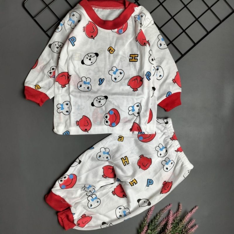 setelan piyama bayi 3-12 bulan motif abc cute