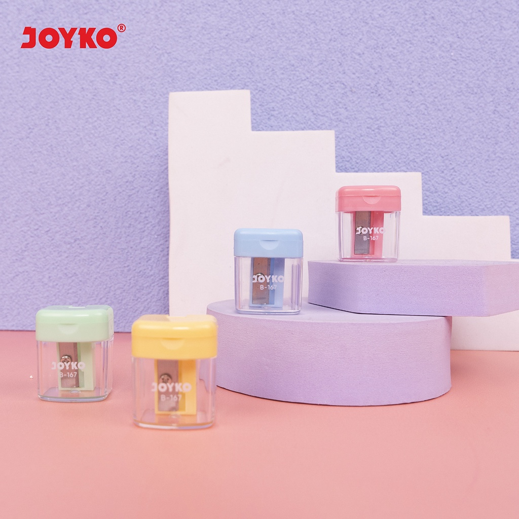 Rautan Tabung Joyko B-167 Kotak Pastel  Sharpener Joyko Pastel Color Pensil Kayu