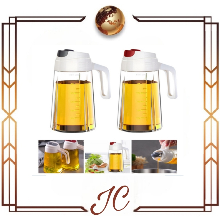 (JC)Botol Kaca Minyak Goreng 630ml / Bottle Oil Pot 630 ml Wadah Tempat Penyimpanan Bumbu Dapur Cuka Masak Kecap Asin Manis Saus Minyak Wijen Dengan Tutup Otomatis Automatic Multifungsi Anti Tumpah