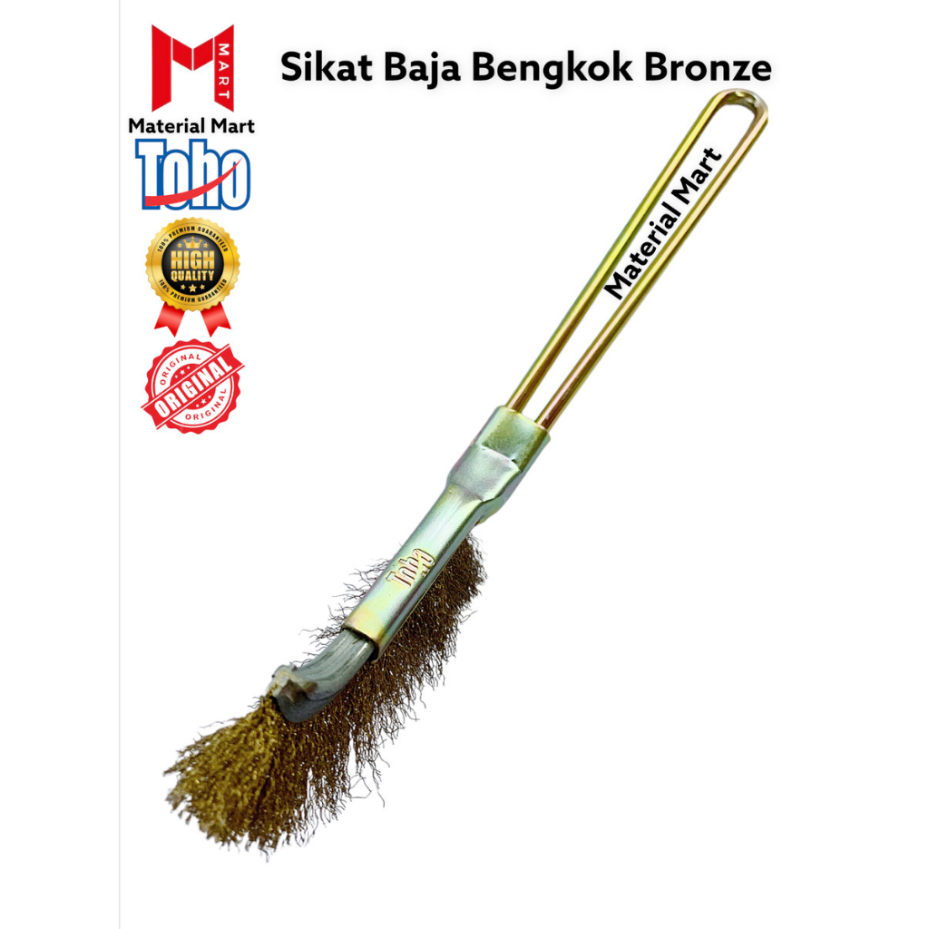 Sikat TOHO Baja Kawat Gagang Besi PREMIUM 6 inch Bronze Kuning | Material Mart