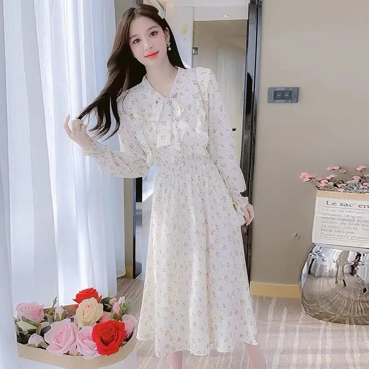 Wheein Dress Wanita - Flower Long Dress Maxi - Korea Style TM CY727 / CY725