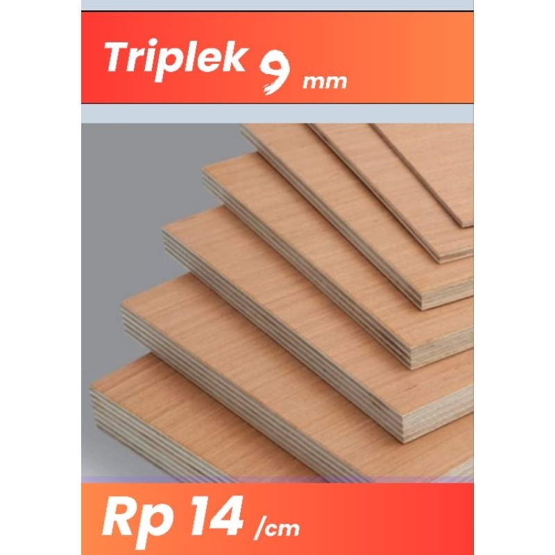 Triplek 9mm ukuran Custom Harga Rp14 /cm