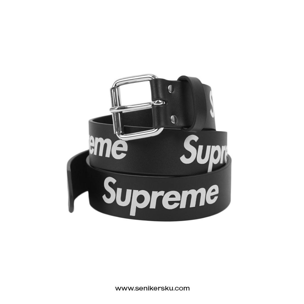 Supreme Repeat Leather Belt Black
