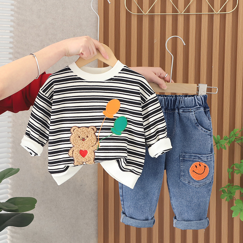 Setelan baju lengan panjang anak unisex Motif BEAR BALON usia 6 bulan - 5 tahun premium