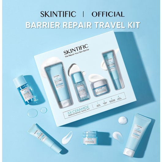 READY BPOM SKINTIFIC 5X Ceramide Travel Kit Skincare Paket Moisturizer + Cleanser + Soothing toner + Serum Sunscreen Barrier Repair Start kit