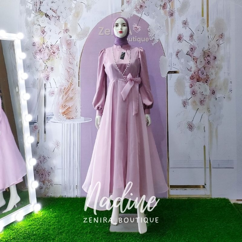 NADINE Baju Pesta Remaja dan Outer Organza berpayet / Dress Kondangan / Lamaran / Braidsmaids murah / Gamis terbaru / wisuda / couple