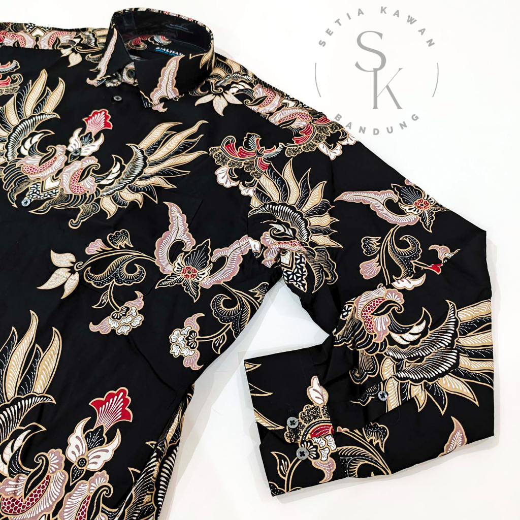 Kemeja ALISAN Corak Batik Print Regular Fit Lengan Panjang ( Seri 00621 List Coklat Jumbo )
