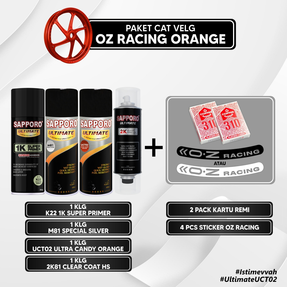 Paket Cat Velg Oz Racing Orange /Sapporo Ultimate /Cat Spray Semprot Aerosol Terbaik