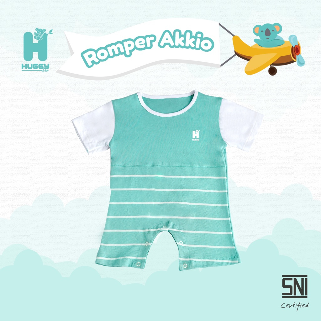 Huggy Boo Akkio Romper Salur Jumper Bayi Pendek Segiempat