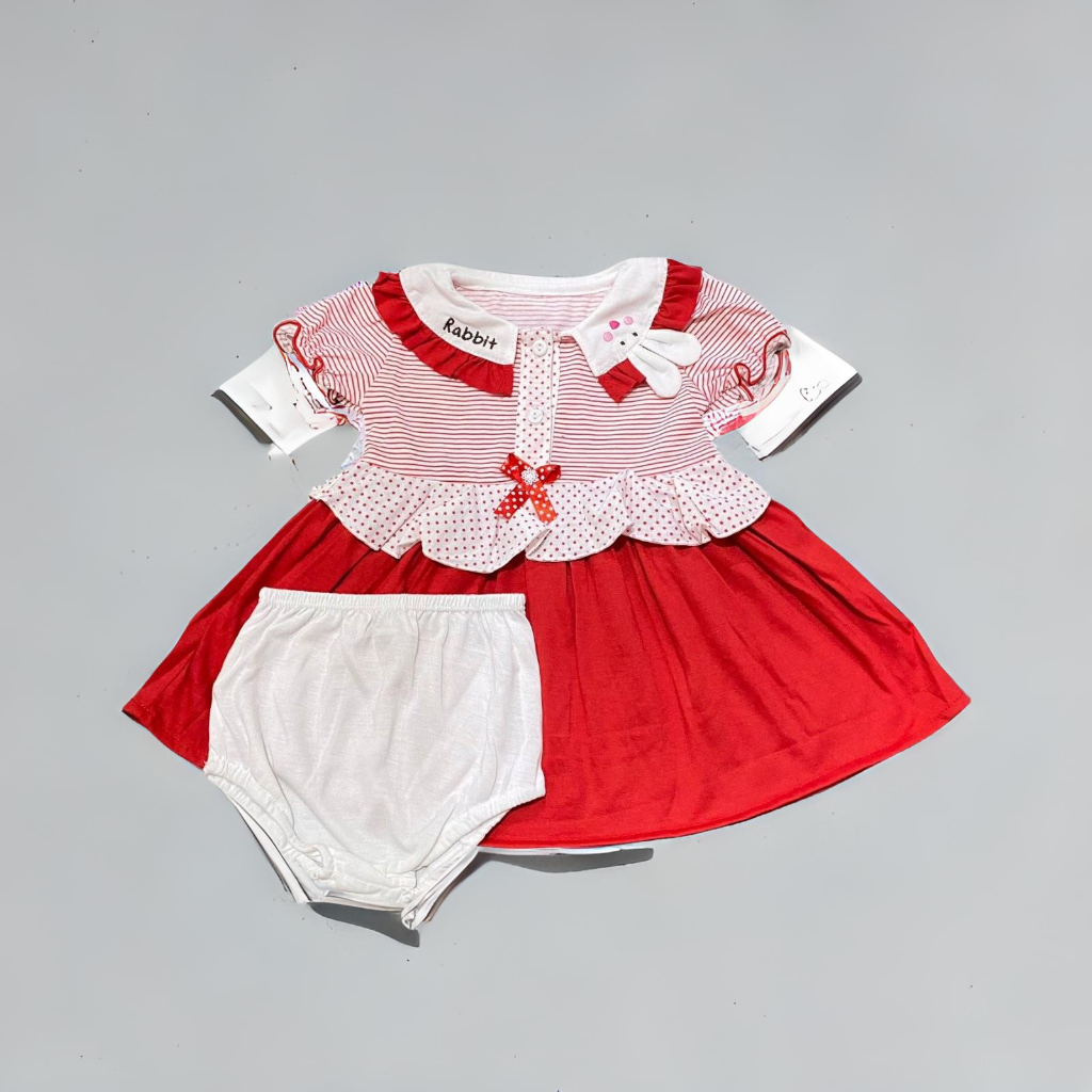 Dress Rok Baju Bayi Anak Perempuan Usia 0-1 tahun Tangan Pendek