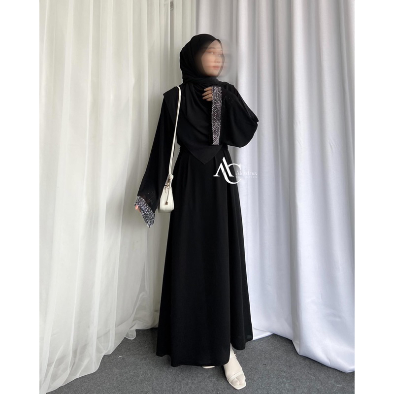 Abaya Turkey Hitam Gamis Dress Saudi Bahan Jetblack 864