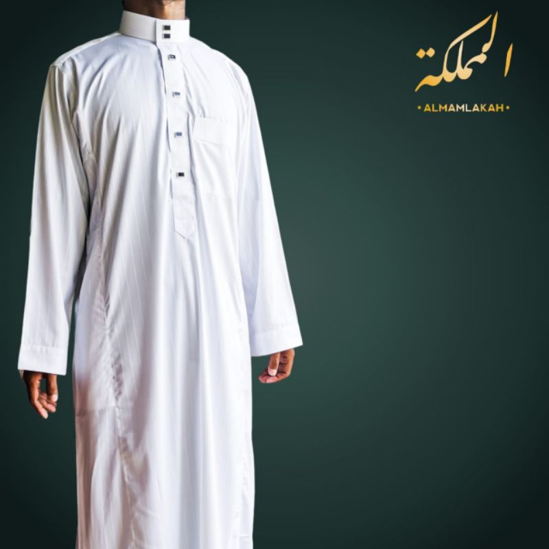 Gamis Jubah Al Mamlakah Polyester Salur Kancing Premium Gamis Pria Jubah