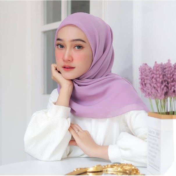 KHO - Bella Square Hijab Kerudung Segiempat - Hijab Segi empat Bahan Polycotton ( FULL WARNA )