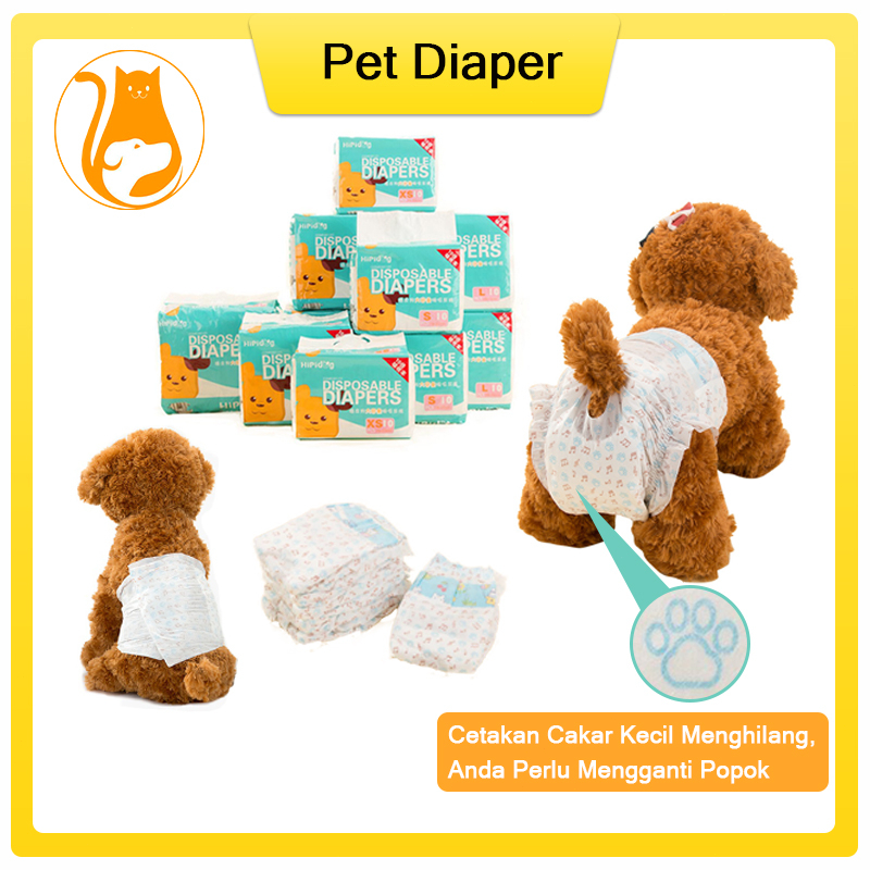 Hugopet Popok Diapers Pampers Anjing Kucing /Pet Diapers Popok Anjing /Pampers Kucing /Popok Anjing Jantan Betina /Popok Celana Dalam Diapers Loop Mens