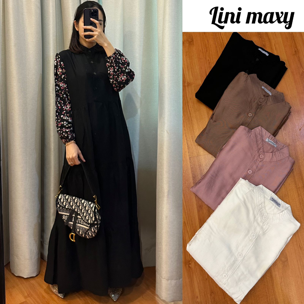 LINI GAMIS BUNGA LENGAN PANJANG / MAXY DRESS RAYON TWILL PREMIUM