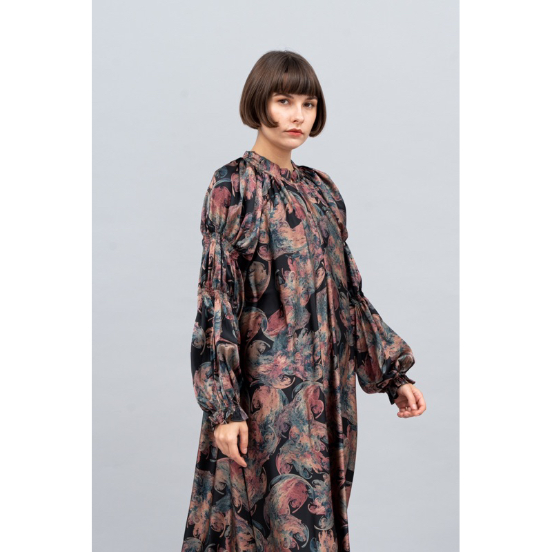 Gamis Armani Silk Premium | dress hitam panjang | gamis antik dengan motif yang cantik