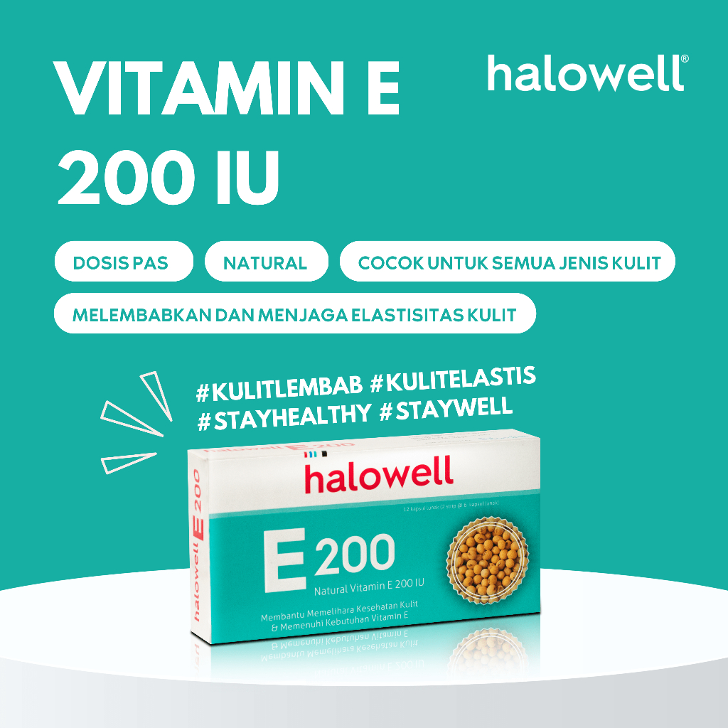 [Bundle Hemat] Halowell E Natural Vitamin E 200 IU (Suplemen Kecantikan / Pelembab Kulit Kering / Kesehatan Kulit / VitaminE / Vit E)