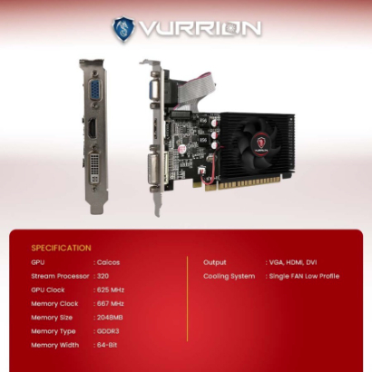 VGA CARD AMD R5 230 LP 2GB GDDR3 64 BIT