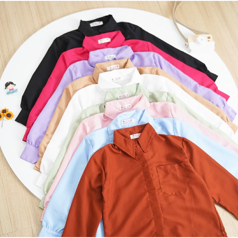 GFS KEMEJA ANAK PEREMPUAN / KEMEJA ANAK POCKET POLOS