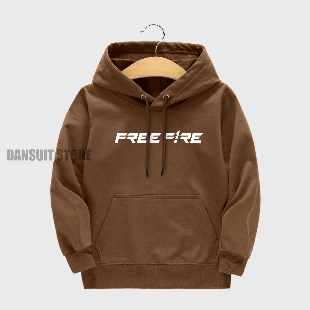 Sweater Hoodie Anak Laki-laki/Perempuan Usia 4-13 Tahun Hoodie Anak Motif Sablon FREE FIRE Logo Bahan Tebal Premium