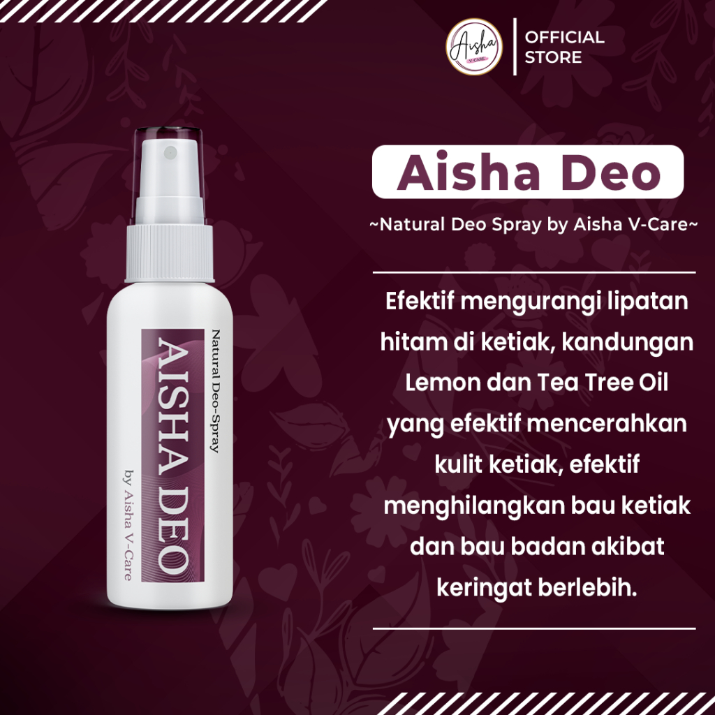 (BUY 1 GET 1) AISHA DEO SPRAY | AISHA V CARE | DEODORAN HERBAL MULTI FUNGSI | SAY GOODBYE TO IRITASI, NODA, DAN BAU KETIAK