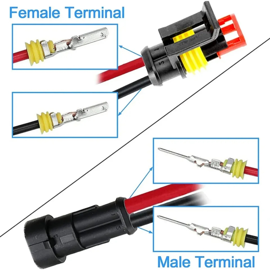 Soket HID Waterproof Male Female Konektor Tahan Air 2 Pin Tanpa Kabel