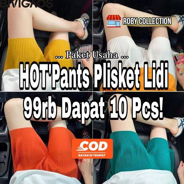 PROMO! 100rb DAPAT 10Pcs! HOTPANTS PLISKET LIDI PENDEK / CELANA KULOT HOTPANTS PLISKET LIDI PENDEK SANTAI / KULOT PLISKET LIDI HOTPANTS PENDEK MINIMALIS / CELANA KULOT WANITA HOTPANTS / CELANA DALEMAN KULOT HOTPANTS WANITA BUAT SANTAI DIRUMAH! PROMO KULOT