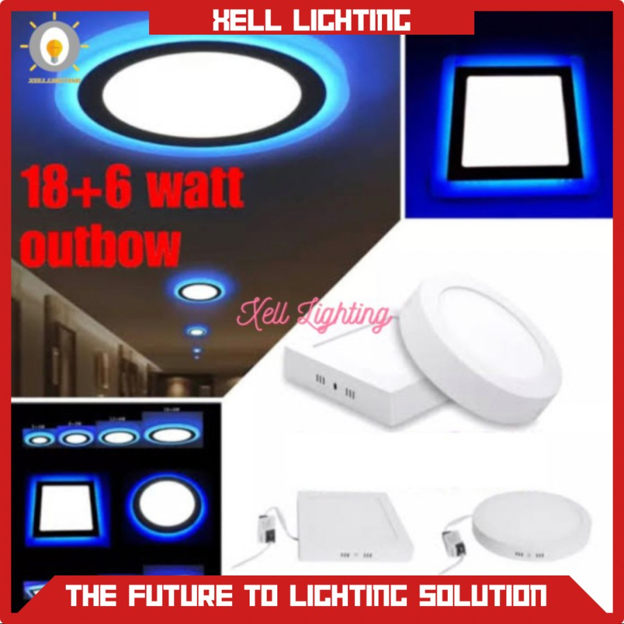 lampu downlight led panel 2 warna downlight 18+6w led outbow plafon