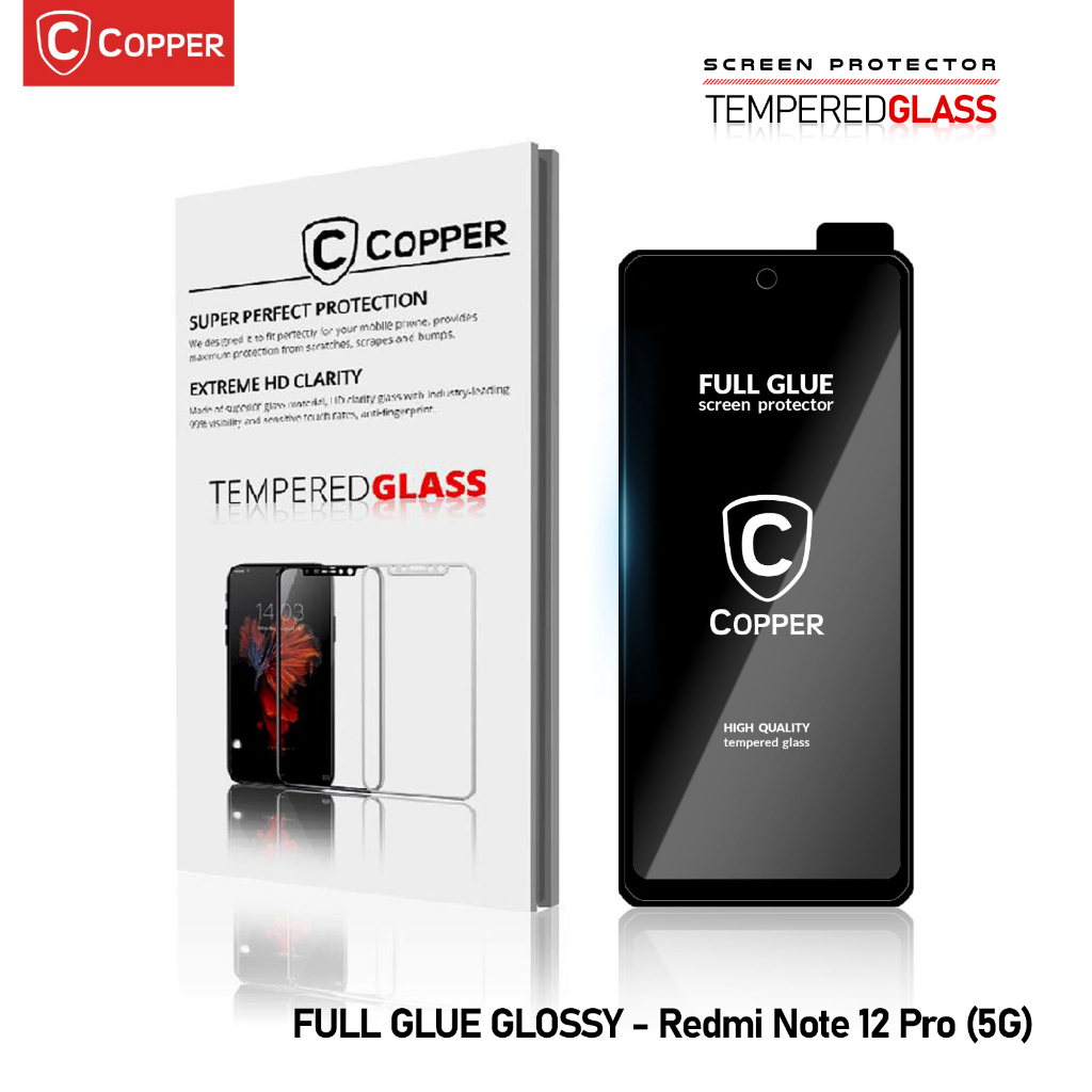 Redmi Note 12 Pro (5G) - COPPER Tempered Glass Full Glue Premium Glossy