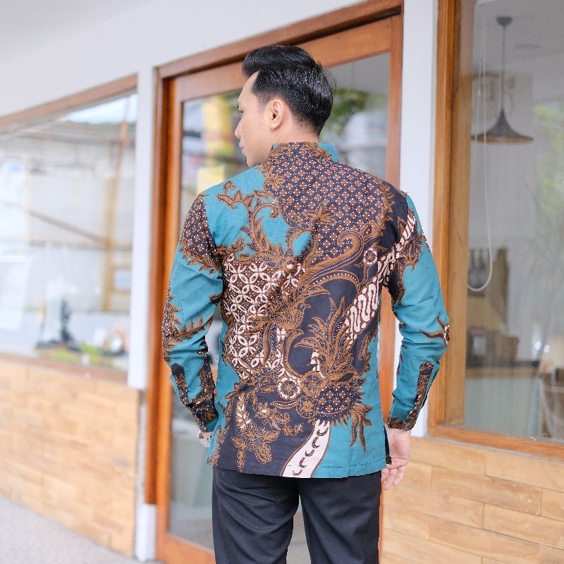 BATIK BOLO DEWO Motif Prabuseto Kemeja Baju Batik Pria Lengan panjang Lapis furing Hem Atasan