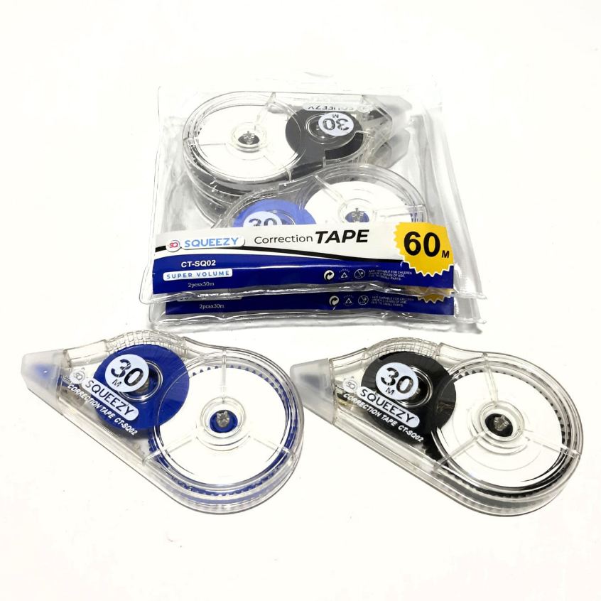 

Harga Grosir (1Dus / 24packs / 48pcs ) Correction tape CT-SQ02 Ukuran 60m