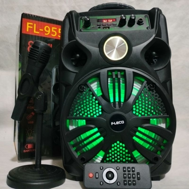 ✅3000watt speaker karaoke fleco f955c bonus microphone x bass radio bluetooth //// salon aktip karao