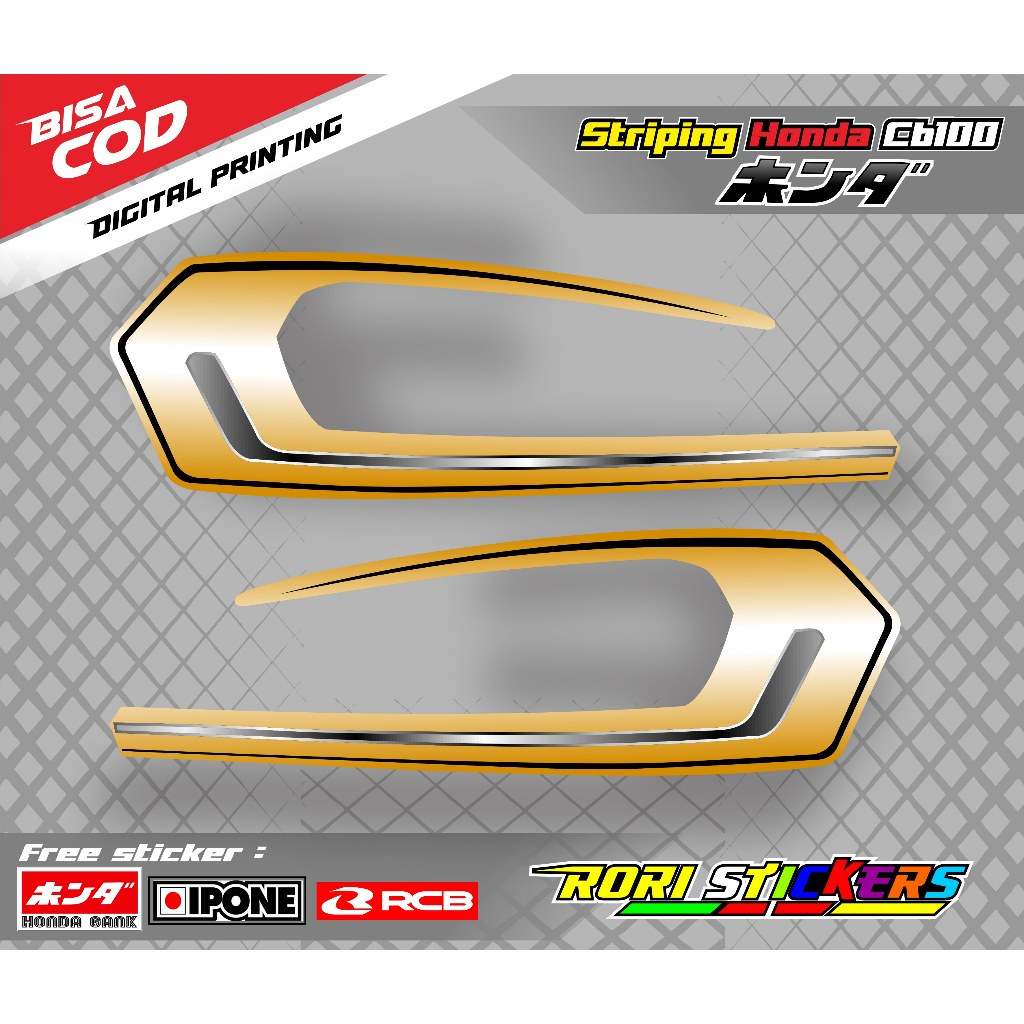 STRIPING STICKER VARIASI CB100 HOLOGRAM SIMPEL /  STICKER LIST MOTOR HONDA CB100 CLASSIC